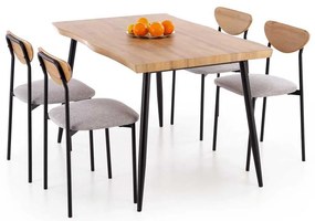 Set masă și scaune Pavia 4+1, lemn natural / gri