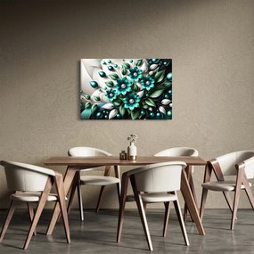Tablou - Flori turcoaz 3D (90x60 cm)