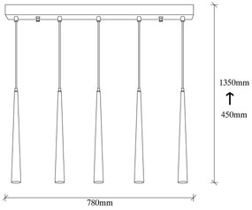 Lustră LED pe cablu UGUR 5xLED/3W/230V