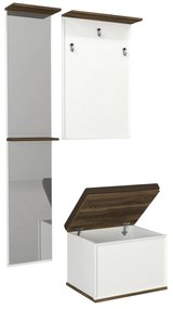 Set Cuier cu Oglinda si Taburet, Metro Lounge, UnicUtil, 95 x 45 x 228.8 cm, Alb-Maro, UUORG27