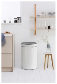 Coș de gunoi alb cu senzori de atingere din oțel 40 l Touch Bin – Brabantia