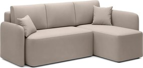 Colțar bej extensibil/cu spațiu de depozitare cu tapițerie din catifea (cu colț pe partea dreaptă/cu șezlong) Hadson – ELTAP