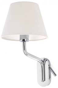 Aplica cu reader LED pe stanga design elegant ETERNA crom/alb