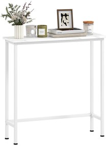 HOMCOM Masă consolă de hol cu piciorușe reglabile, protecție la răsturnare 75 x 24 x 76 cm pentru spații mici Alb | Aosom Romania