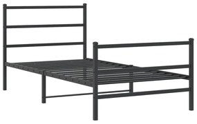 355377 vidaXL Cadru pat metalic cu tăblii de cap/picioare  negru, 100x190 cm