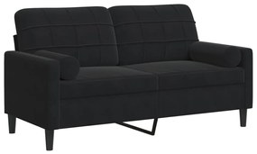 3278224 vidaXL Canapea cu 2 locuri cu pernuțe, negru, 140 cm, catifea