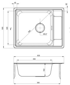 Chiuvetă de bucătărie Deante ZEO_011B SOUL 50x63 cm satin