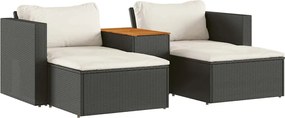 vidaXL Set mobilier de grădină cu perne, 5 piese,poliratan/lemn acacia