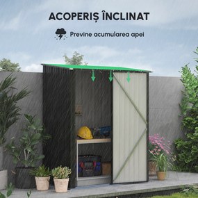 Outsunny Magazie de Gradina Pentru Unelte din Tabla de Otel, Magazie pentru Unelte cu Zavor, 161.5x94.5x196cm, Negru | Aosom Romania