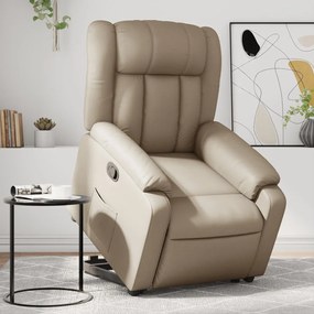 vidaXL Fotoliu rabatabil cu ridicare, cappuccino, piele ecologică