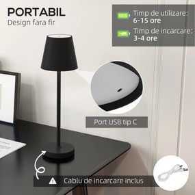 HOMCOM Lampă de Masă cu 3 Lumini Albe, Lampă de Birou Portabilă, Modernă cu Cablu Inclus, Ø11,2x36,5 cm, Negru | Aosom Romania