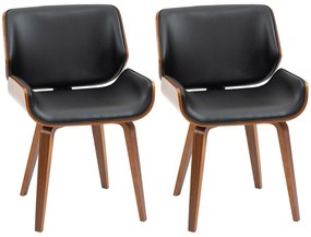 HOMCOM Set de 2 Scaune de Sufragerie Stil Vintage Îmbunătățite în Lemn și Piele Sintetică PU, Negru și Lemn | Aosom Romania