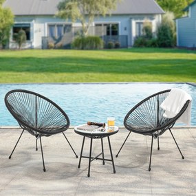 Set balcon Ostana din 3 piese cu masa si 2 scaune - negru