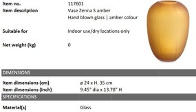 Vas decorativ din sticla design LUX Zenna S, amber