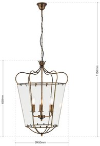 Lustra / Pendul design rustic Manto Latern HL 6-1532/3 Antik-gold OR