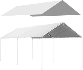 Outsunny Acoperiș pentru Carport 10 x 20 ft, Prelată de Schimb Rezistentă la UV cu Corzi Elastice, Albă | Aosom Romania