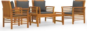 vidaXL Set mobilier de grădină cu perne, 5 buc., lemn masiv acacia