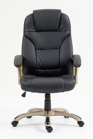 Scaun directorial, recliner, pivotant, inaltime reglabila, piele PU, Negru