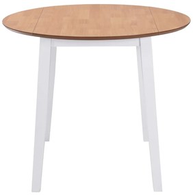 245370 vidaXL Masă de bucătărie extensibilă, rotund, MDF, alb