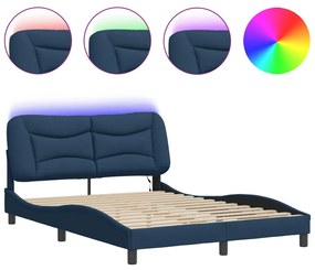 3213696 vidaXL Cadru de pat cu lumini LED, albastru, 120x200 cm, textil