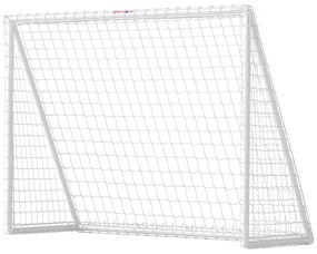 SPORTNOW Poartă de fotbal cu plasă stâlpi din PVC și țăruși pentru sol instalare rapidă 2,4 x 1,8 m alb | Aosom Romania