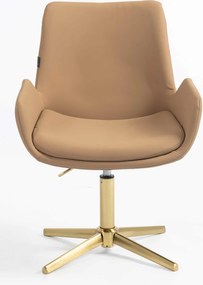 HR240CROSS Scaun Carmel Piele Ecologica Premium Soft cu Bază Aurie