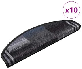 vidaXL Covorașe scări autoadezive, 10 buc., negru și gri, 65x21x4 cm