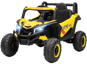 AIYAPLAY Mașină electrică copii UTV 12 V, buggy electric pentru copii cu telecomandă, 96 x 61 x 56 cm, galben | Aosom Romania