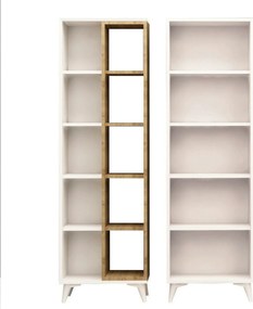 Biblioteca POTENZA, stejar/alb, PAL melaminat, 100x25x162 cm