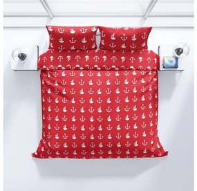 Lenjerie de pat din bumbac ANCORĂ rosu Dimensiune lenjerie de pat: 70 x 90 cm | 140 x 200 cm