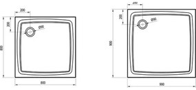 Ravak XA037711010 - Cădiță de duș pătrată PERSEUS 90x90 cm, albă