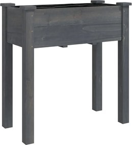 vidaXL Jardinieră cu căptușeală, gri, 71x37x76 cm, lemn masiv de brad