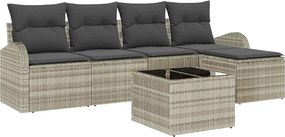 vidaXL Set de canapele pentru grădină 6 pcs Gri deschis poliratan