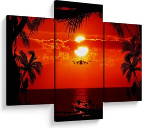 Tablou - apus de soare cu avion (90x60 cm)