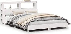 vidaXL Cadru de pat fără saltea, alb, 120x190 cm, lemn masiv pin