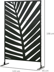 Outsunny Panou de Intimitate pentru Exterior din Metal, 122 x 198 cm, Separator Decorativ cu Suport și Șuruburi de Expansiune, Panou Autoportant pentru Grădină, Terasă, Piscină, Frunză de Bananier | Aosom Romania