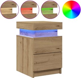 vidaXL Noptieră cu LED, stejar artizanal, 35x39x55 cm, lemn prelucrat