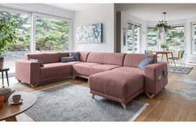 Colțar roz extensibil/cu spațiu de depozitare (cu colț pe partea stângă/în formă de "U") Classy Sophie – Miuform