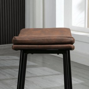 HOMCOM Set 2 Scaune de Bar în Stil Industrial, din Piele Ecologică, 48.5x38.5x68.5 cm, Negru și Maro | Aosom Romania