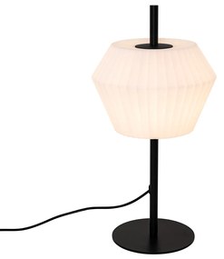 Lampă de masă modernă pentru exterior neagră cu abajur alb IP44 - Robbert