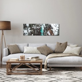 Tablou - râul de munte iarna (cu ceas) (90x30 cm)