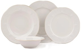 Serviciu de masa, 24 piese, Kutahya Porselen, Portelan, Crem - Auriu