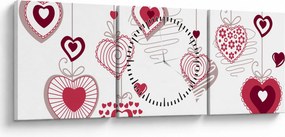 Tablou cu inimiore pictate (cu ceas) (90x30 cm)