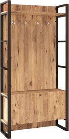 Mobilier hol ML13-A, stejar/negru, PAL melaminat/metal, 90x34x180 cm