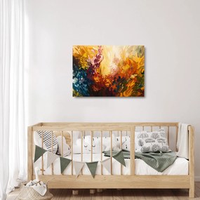 Tablou pe sticlă - pictură abstractă de flori (70x50 cm)