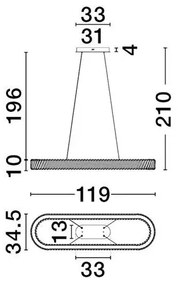 Lustra LED suspendata ovala design elegant ARIETTA L-119cm