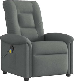 vidaXL Fotoliu reclinabil cu masaj, gri închis, material textil