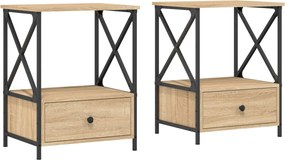 vidaXL Noptiere, 2 buc., stejar sonoma, 50x41x65 cm, lemn compozit