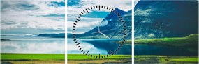 Tablou cu lac și munți (cu ceas) (90x30 cm)