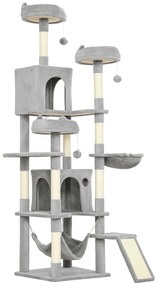 PawHut Arbore pentru Pisici cu Stinghie și Căsuță 48x48x192 cm Bej și Galben | Aosom Romania